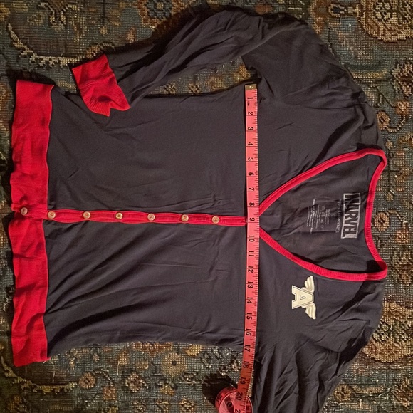 Her Universe Marvel Captain America Officially Licensed Cardigan Sweater in Navy - Picture 4 of 7